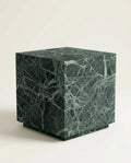 Verde Alpi marble plinth, leathered, Short — PLNTH Edition