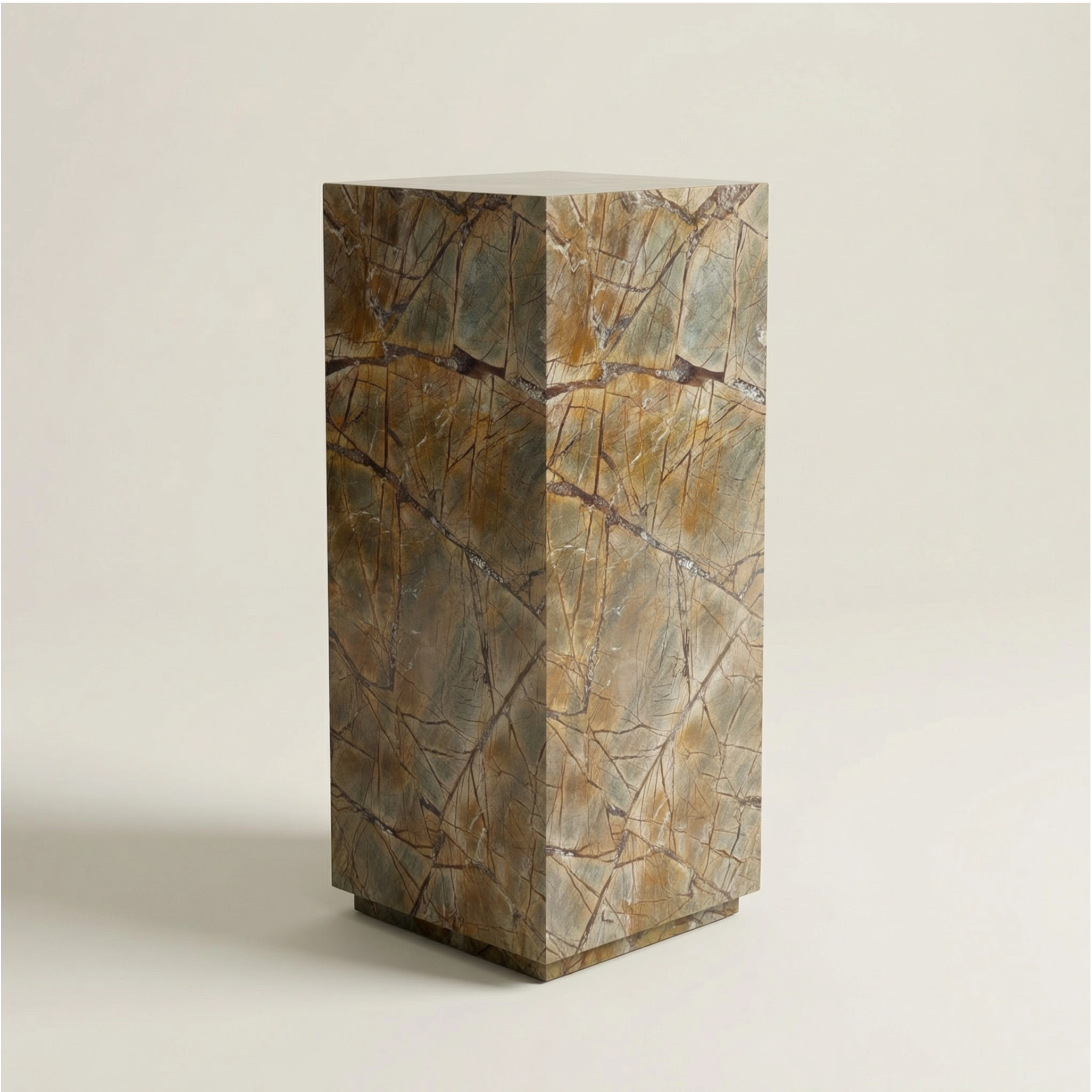 Rainforest Brown marble Tall plinth, 400 × 400 × 1100 mm — PLNTH Edition