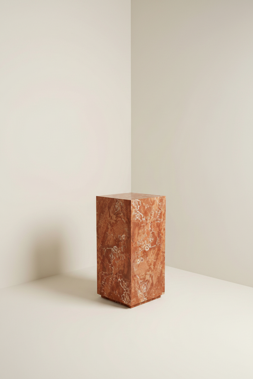 Red Travertine plinth portrait — PLNTH Edition