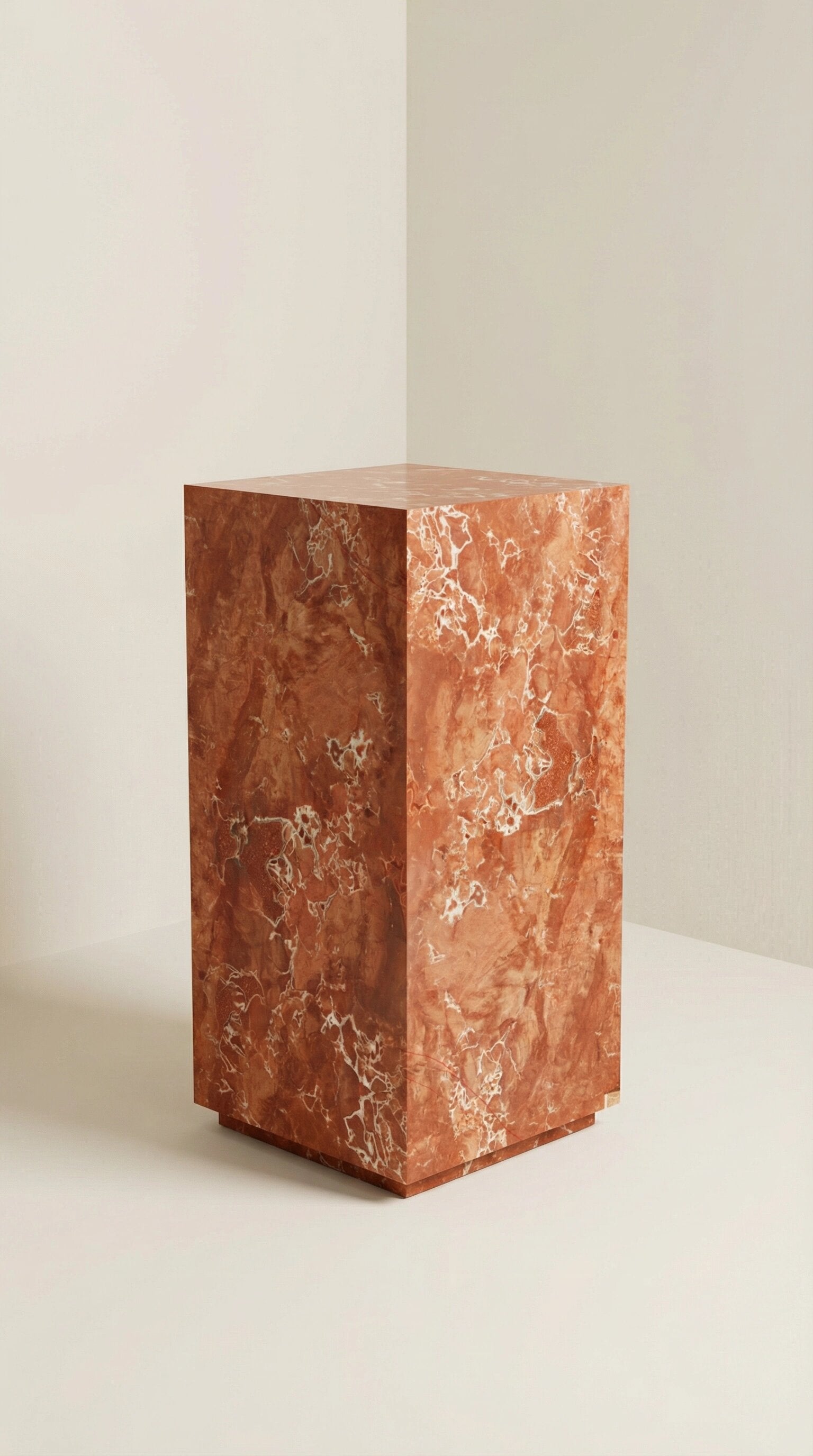 Red Travertine Standard plinth, 400 × 400 × 900 mm — PLNTH Edition