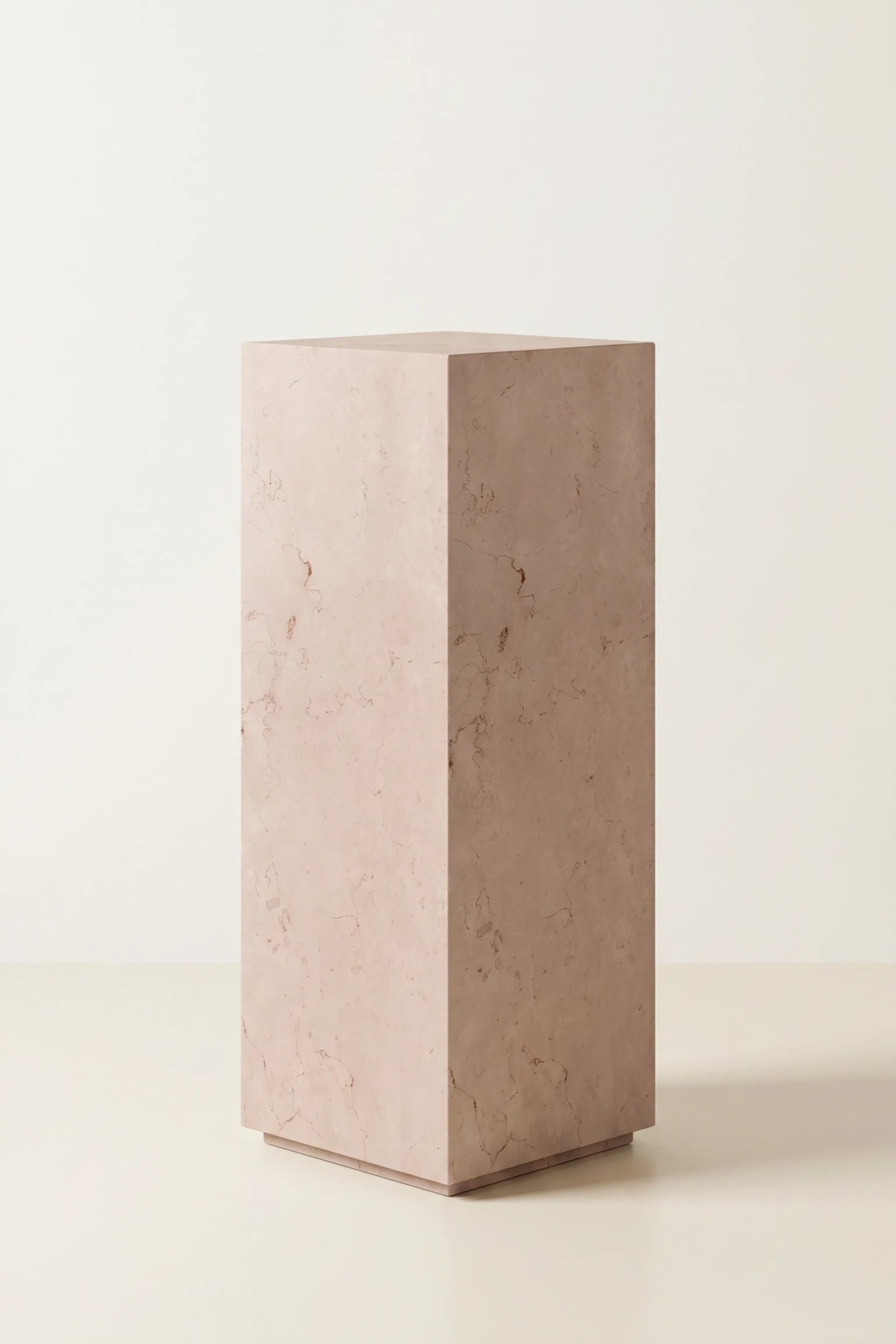 Rosa Aurora marble plinth, Tall, polished — PLNTH Edition