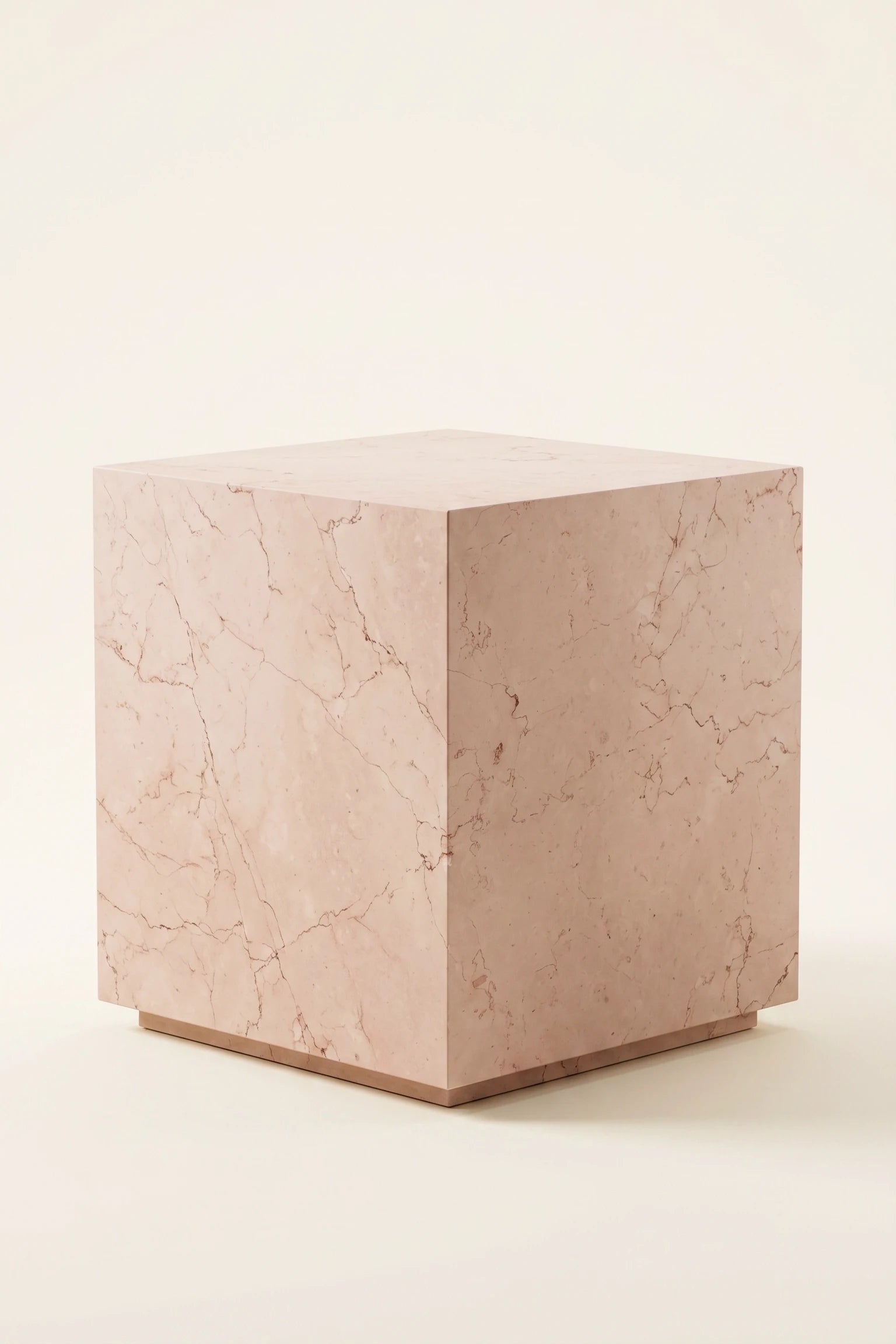 Rosa Aurora marble plinth, Short, polished — PLNTH Edition